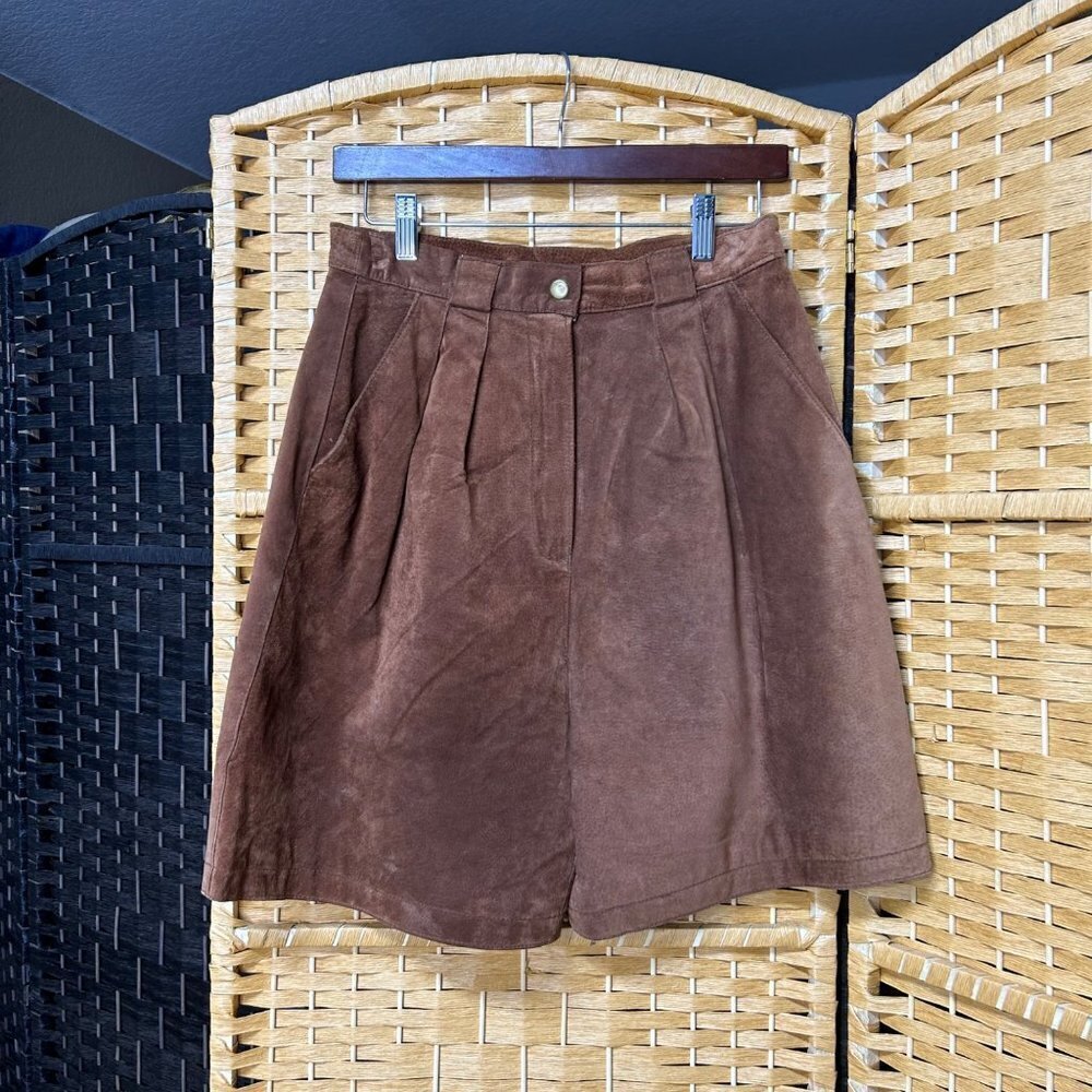 International Leather Collection Womens Vintage Short Size 9/10 Brown Suede